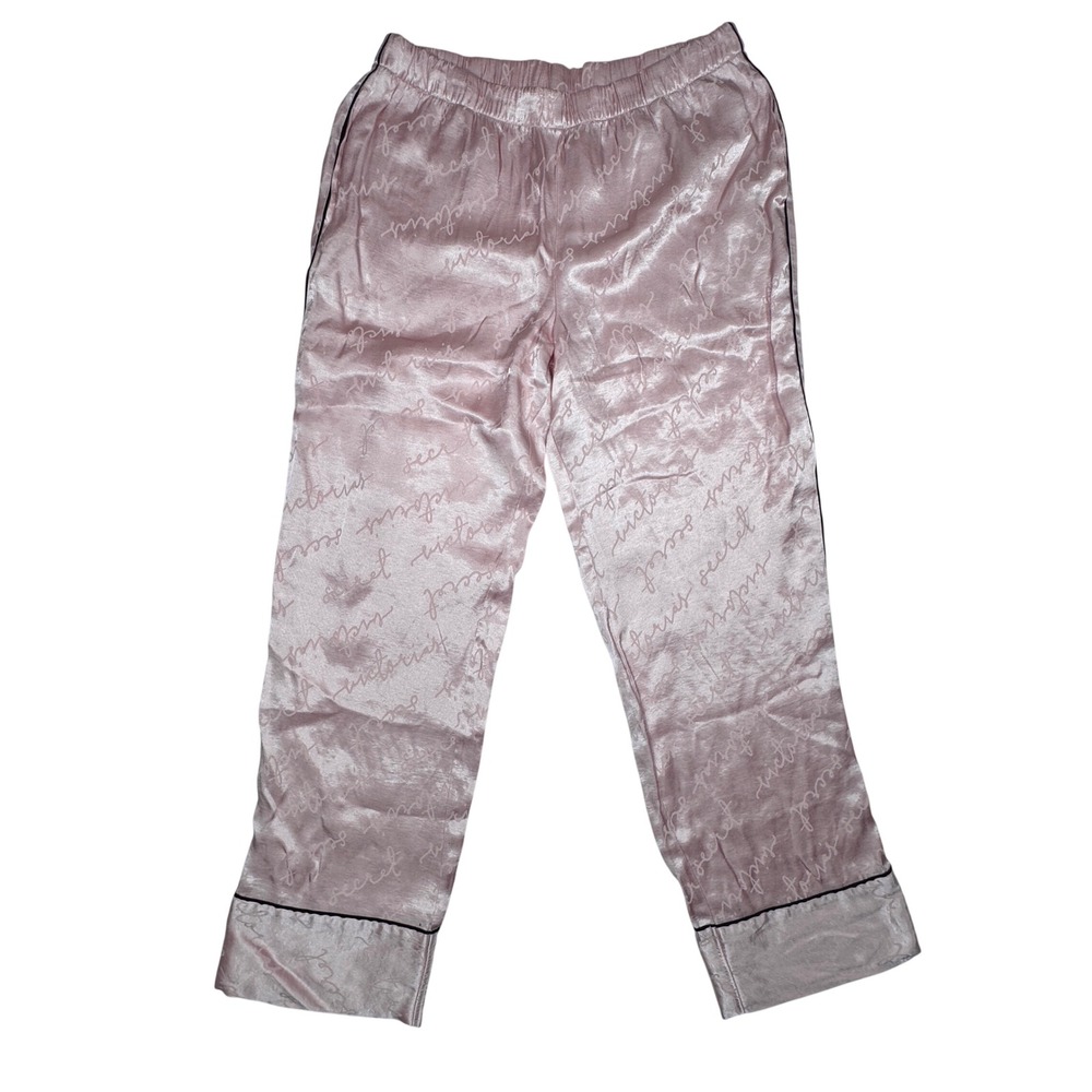 Victorias Secret Pink Satin Logo Pajama Pants Womens Medium Sleepwear